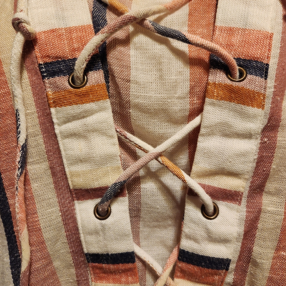 Miami Multicolor Striped Lace-Up Blouse - Picture 2 of 5